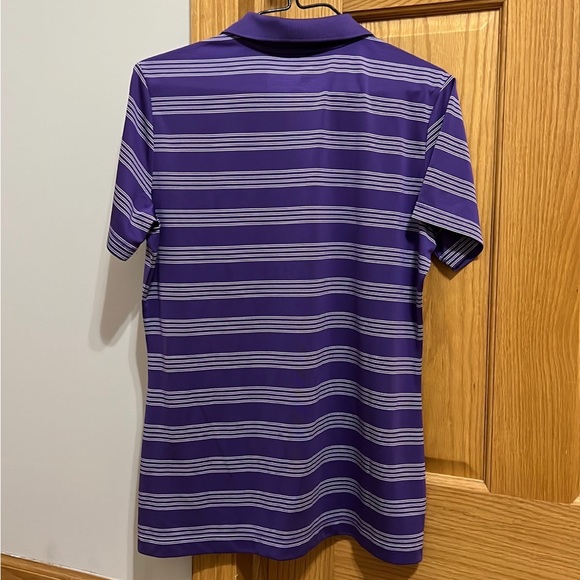 NIKE Golf DRI-FIT Women's M Tour Performance Polo Shirt Purple Striped - Picture 4 of 4